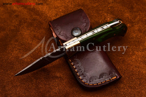 Custom Handmade Damascus Steel Blade, Back Lock, Folding Knife by Arham Cutlery | A-62 - Arham Cutlery
