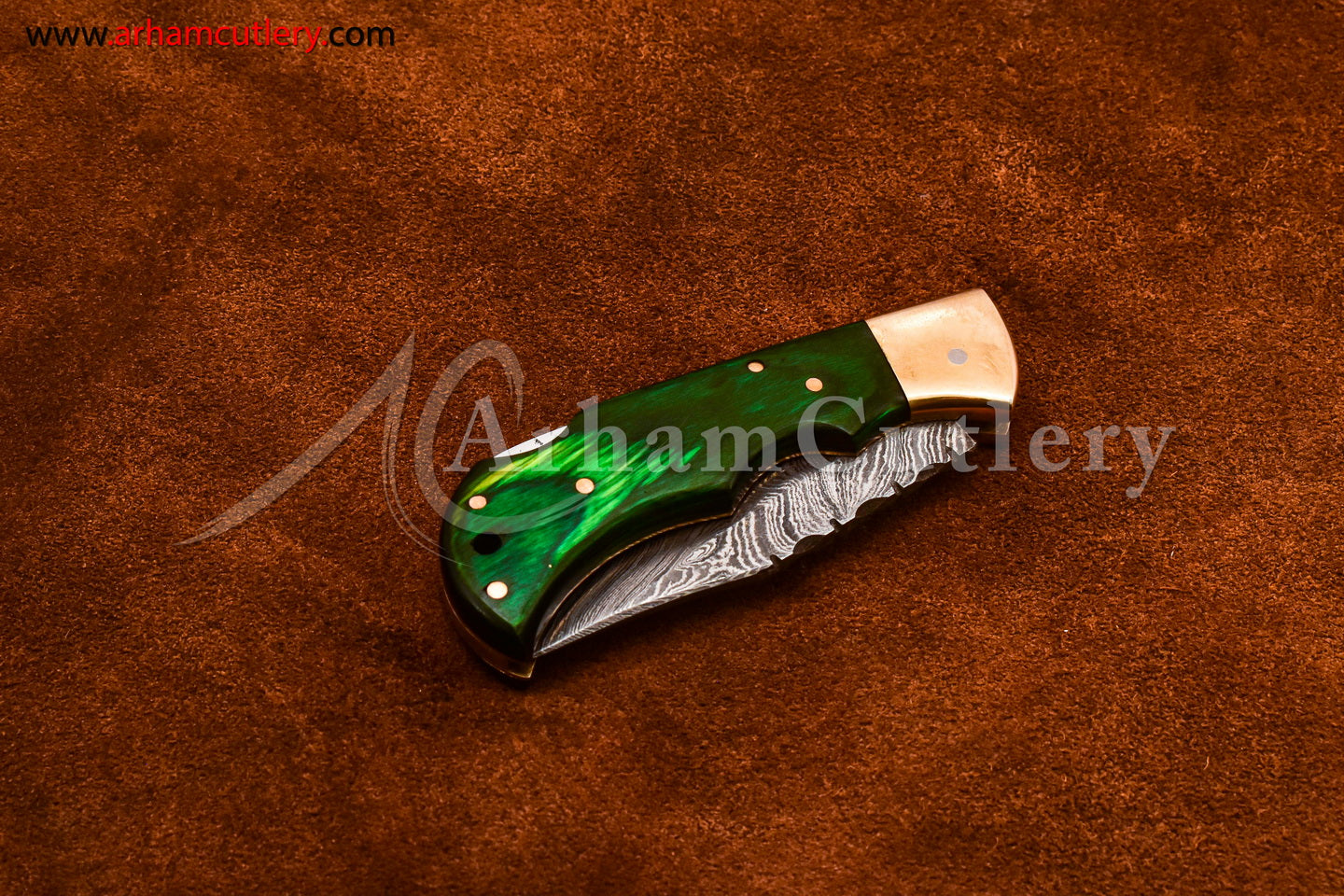 Custom Handmade Damascus Steel Blade, Back Lock, Folding Knife by Arham Cutlery | A-62 - Arham Cutlery