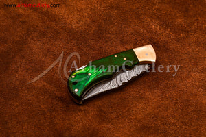 Custom Handmade Damascus Steel Blade, Back Lock, Folding Knife by Arham Cutlery | A-62 - Arham Cutlery