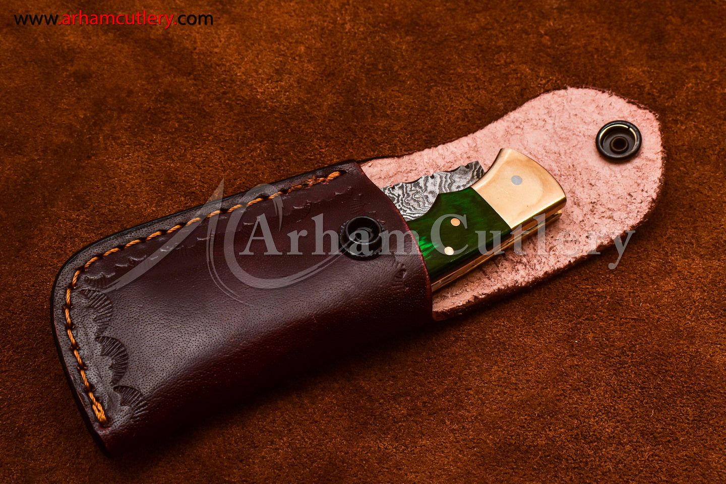 Custom Handmade Damascus Steel Blade, Back Lock, Folding Knife by Arham Cutlery | A-62 - Arham Cutlery