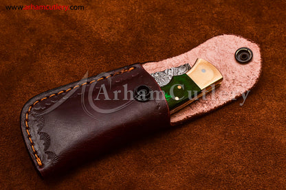 Custom Handmade Damascus Steel Blade, Back Lock, Folding Knife by Arham Cutlery | A-62 - Arham Cutlery