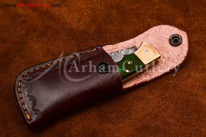 Custom Handmade Damascus Steel Blade, Back Lock, Folding Knife by Arham Cutlery | A-62 - Arham Cutlery