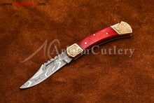 Cargar imagen en el visor de la galería, Custom Handmade Damascus Steel Blade, Back Lock, Folding Knife by Arham Cutlery | A-64 - Arham Cutlery

