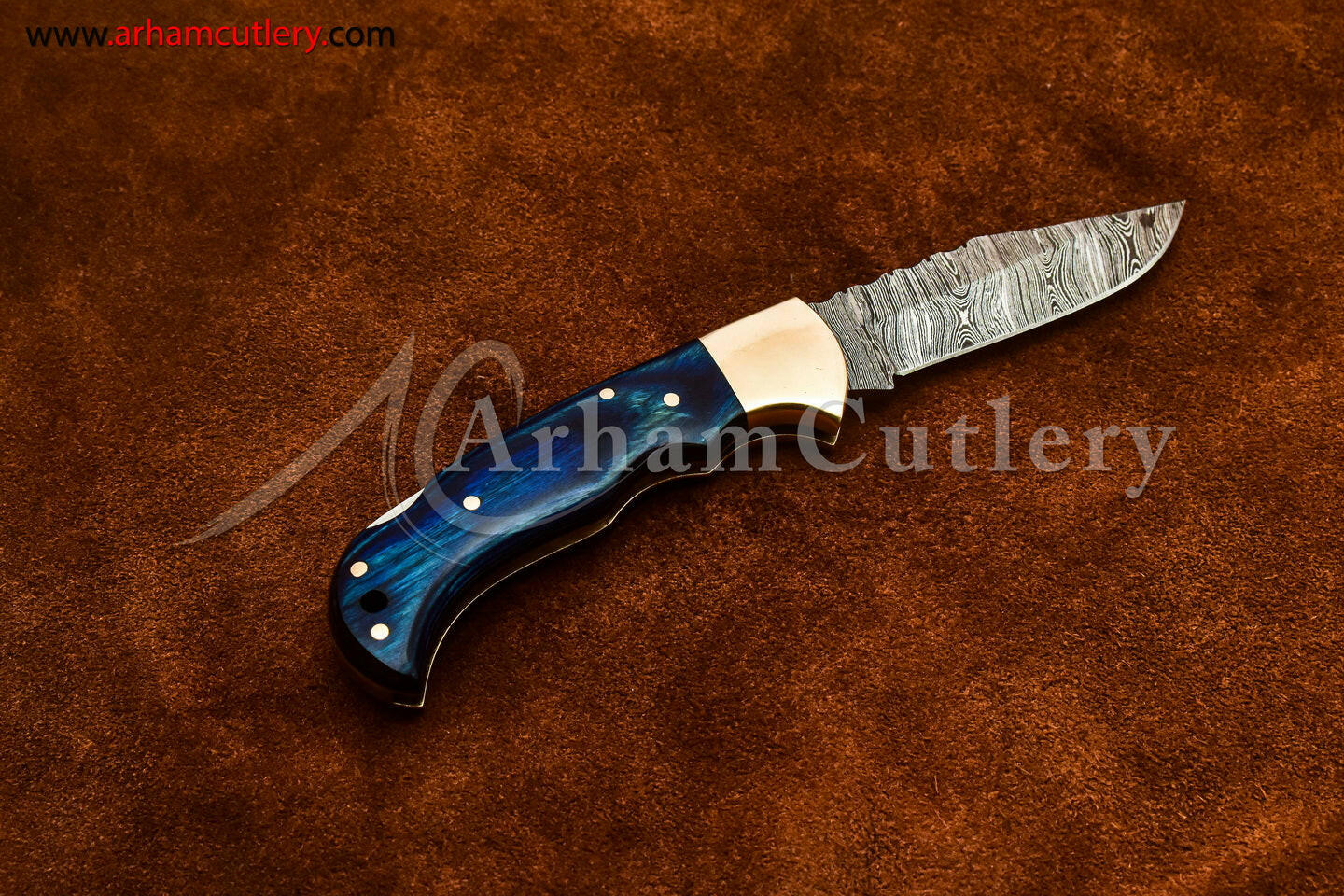 Custom Handmade Damascus Steel Blade, Back Lock, Folding Knife by Arham Cutlery | A-02 - Arham Cutlery