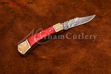 Cargar imagen en el visor de la galería, Custom Handmade Damascus Steel Blade, Back Lock, Folding Knife by Arham Cutlery | A-64 - Arham Cutlery

