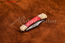 Cargar imagen en el visor de la galería, Custom Handmade Damascus Steel Blade, Back Lock, Folding Knife by Arham Cutlery | A-64 - Arham Cutlery
