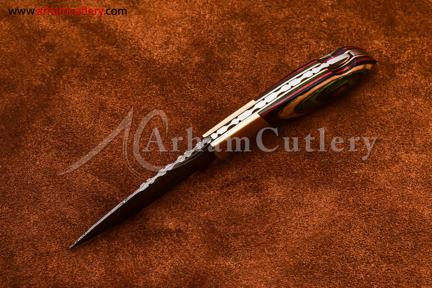 Custom Handmade Damascus Steel Blade, Back Lock, Folding Knife by Arham Cutlery | A-60 - Arham Cutlery