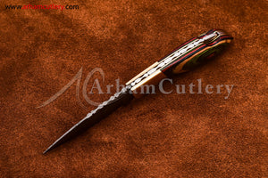 Custom Handmade Damascus Steel Blade, Back Lock, Folding Knife by Arham Cutlery | A-60 - Arham Cutlery