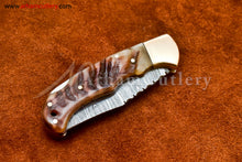 Cargar imagen en el visor de la galería, Custom Handmade Damascus Steel Blade, Back Lock, Folding Knife by Arham Cutlery | A-47 - Arham Cutlery
