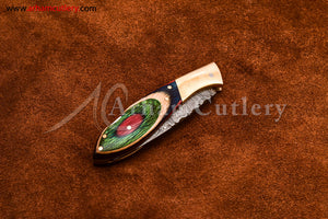 Custom Handmade Damascus Steel Blade, Back Lock, Folding Knife by Arham Cutlery | A-60 - Arham Cutlery