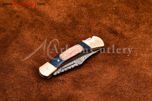 Custom Handmade Damascus Steel Blade, Back Lock, Folding Knife by Arham Cutlery | A-54 - Arham Cutlery
