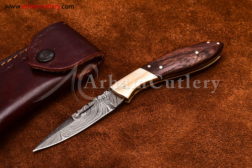 Custom Handmade Damascus Steel Blade, Back Lock, Folding Knife by Arham Cutlery | A-58 - Arham Cutlery
