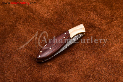 Custom Handmade Damascus Steel Blade, Back Lock, Folding Knife by Arham Cutlery | A-58 - Arham Cutlery