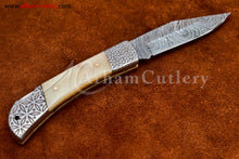 Cargar imagen en el visor de la galería, Custom Handmade Damascus Steel Blade, Back Lock, Folding Knife by Arham Cutlery | A-30 - Arham Cutlery
