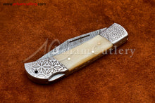 Cargar imagen en el visor de la galería, Custom Handmade Damascus Steel Blade, Back Lock, Folding Knife by Arham Cutlery | A-30 - Arham Cutlery
