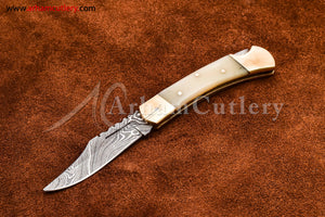 Custom Handmade Damascus Steel Blade, Back Lock, Folding Knife by Arham Cutlery | A-65 - Arham Cutlery