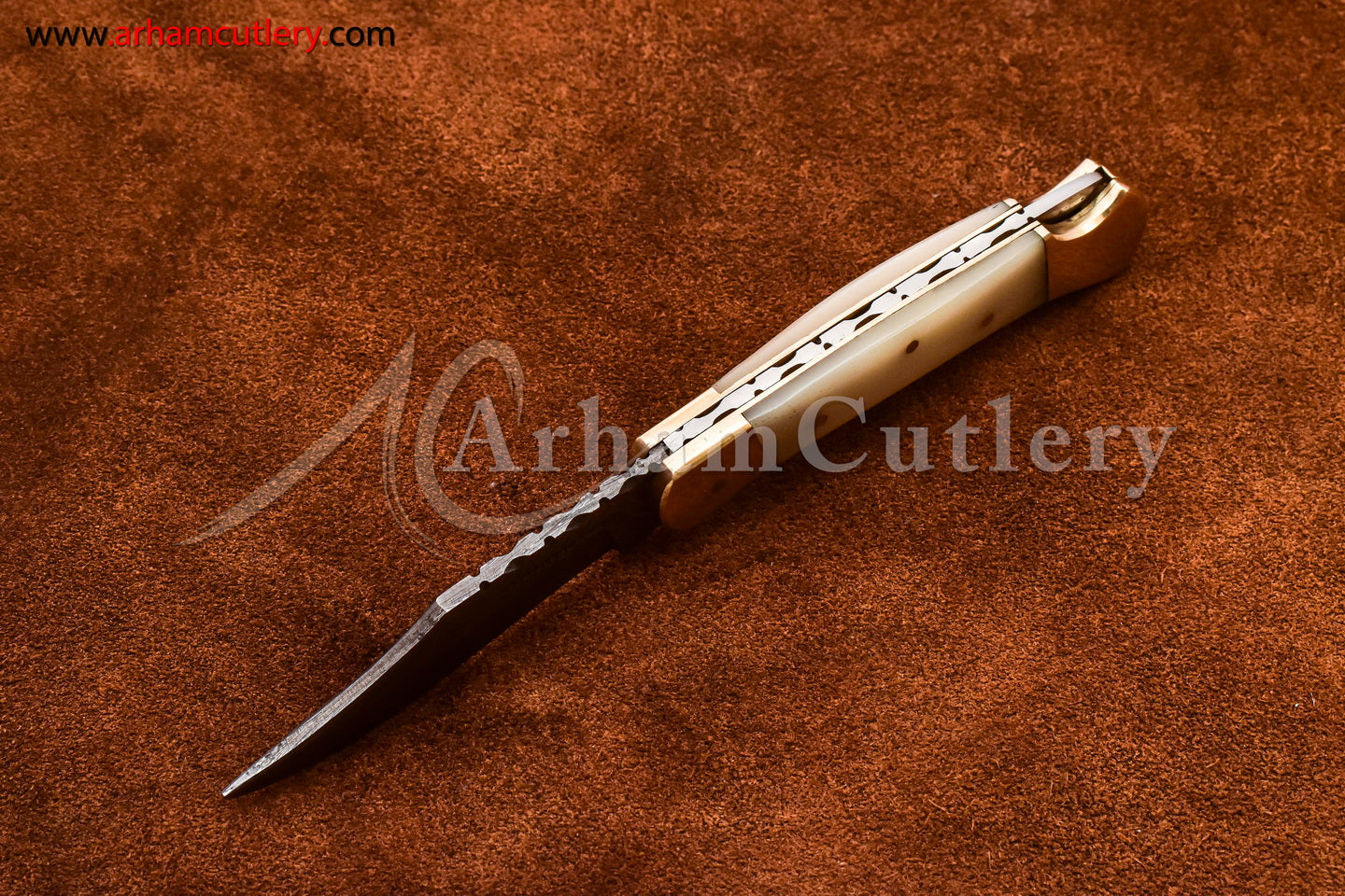 Custom Handmade Damascus Steel Blade, Back Lock, Folding Knife by Arham Cutlery | A-65 - Arham Cutlery