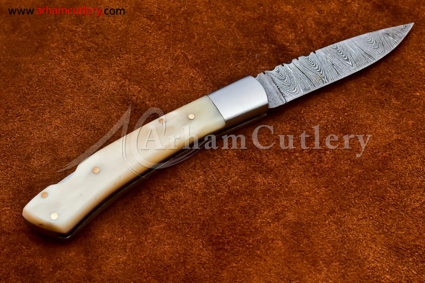 Custom Handmade Damascus Steel Blade, Back Lock, Folding Knife by Arham Cutlery | A-22 - Arham Cutlery
