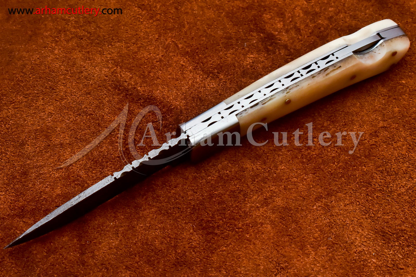 Custom Handmade Damascus Steel Blade, Back Lock, Folding Knife by Arham Cutlery | A-22 - Arham Cutlery