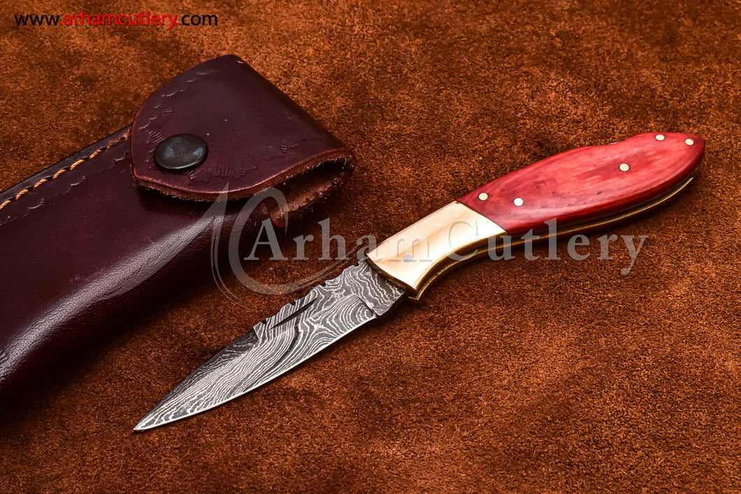 Custom Handmade Damascus Steel Blade, Back Lock, Folding Knife by Arham Cutlery | A-55 - Arham Cutlery