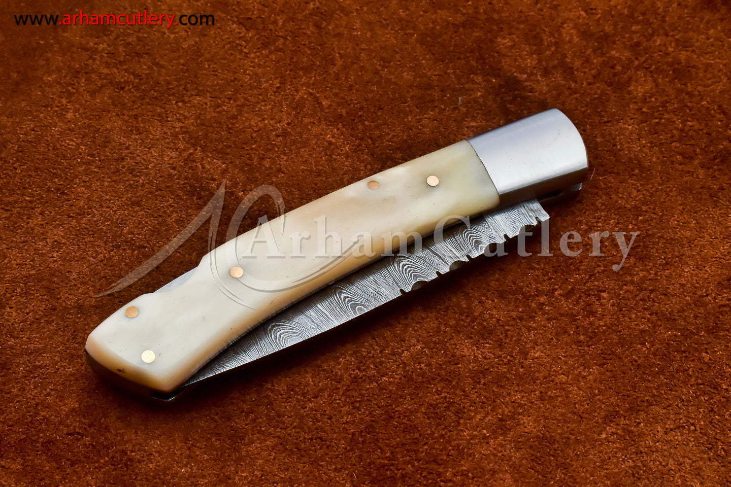 Custom Handmade Damascus Steel Blade, Back Lock, Folding Knife by Arham Cutlery | A-22 - Arham Cutlery