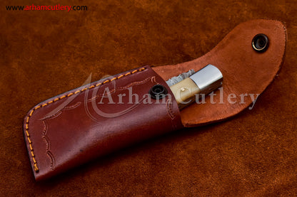 Custom Handmade Damascus Steel Blade, Back Lock, Folding Knife by Arham Cutlery | A-22 - Arham Cutlery