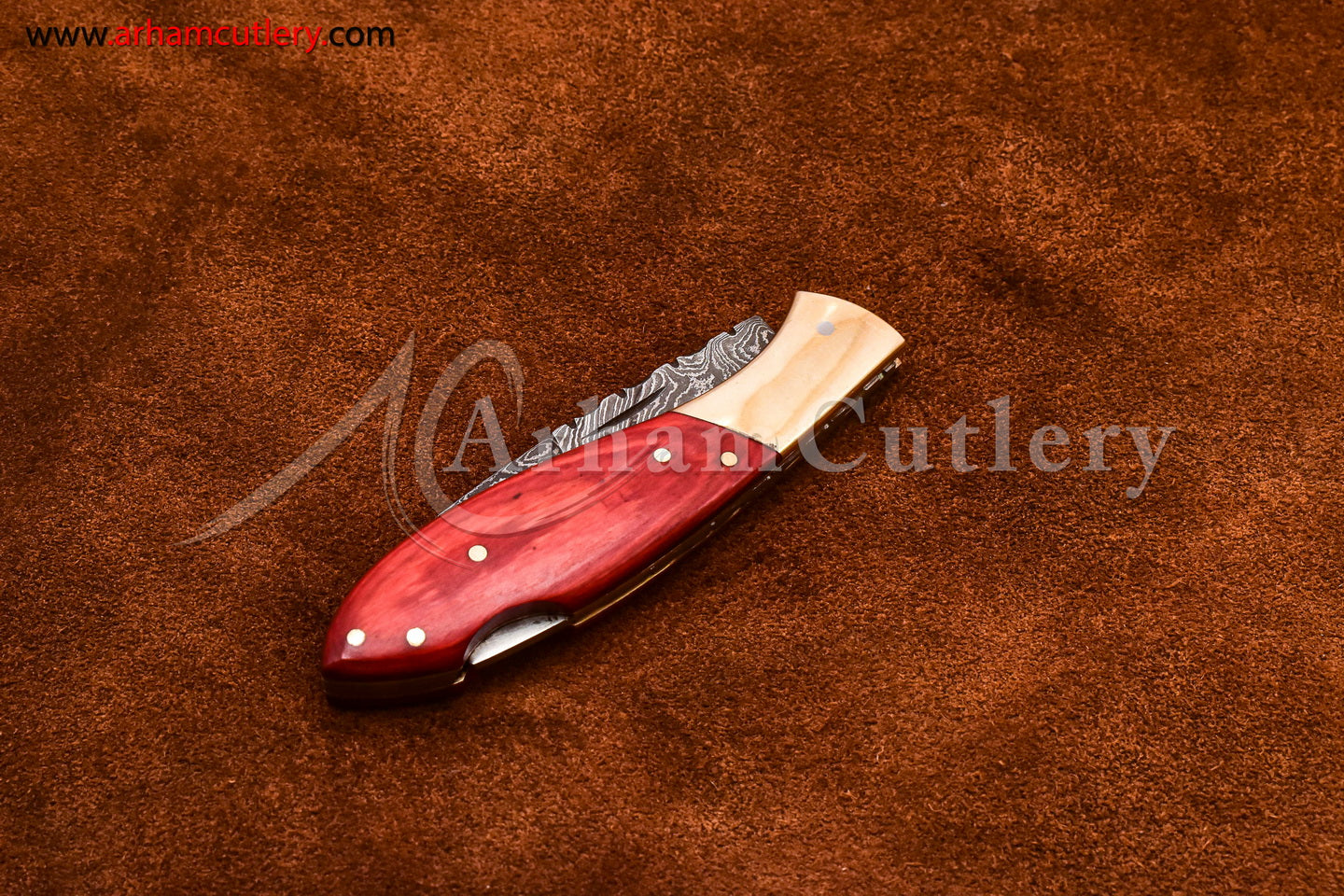 Custom Handmade Damascus Steel Blade, Back Lock, Folding Knife by Arham Cutlery | A-55 - Arham Cutlery