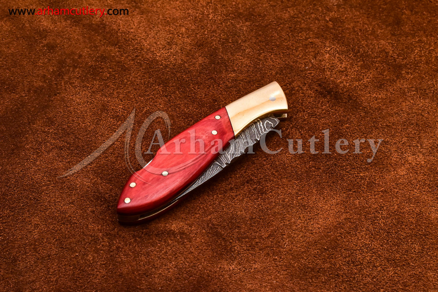 Custom Handmade Damascus Steel Blade, Back Lock, Folding Knife by Arham Cutlery | A-55 - Arham Cutlery