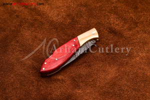 Custom Handmade Damascus Steel Blade, Back Lock, Folding Knife by Arham Cutlery | A-55 - Arham Cutlery
