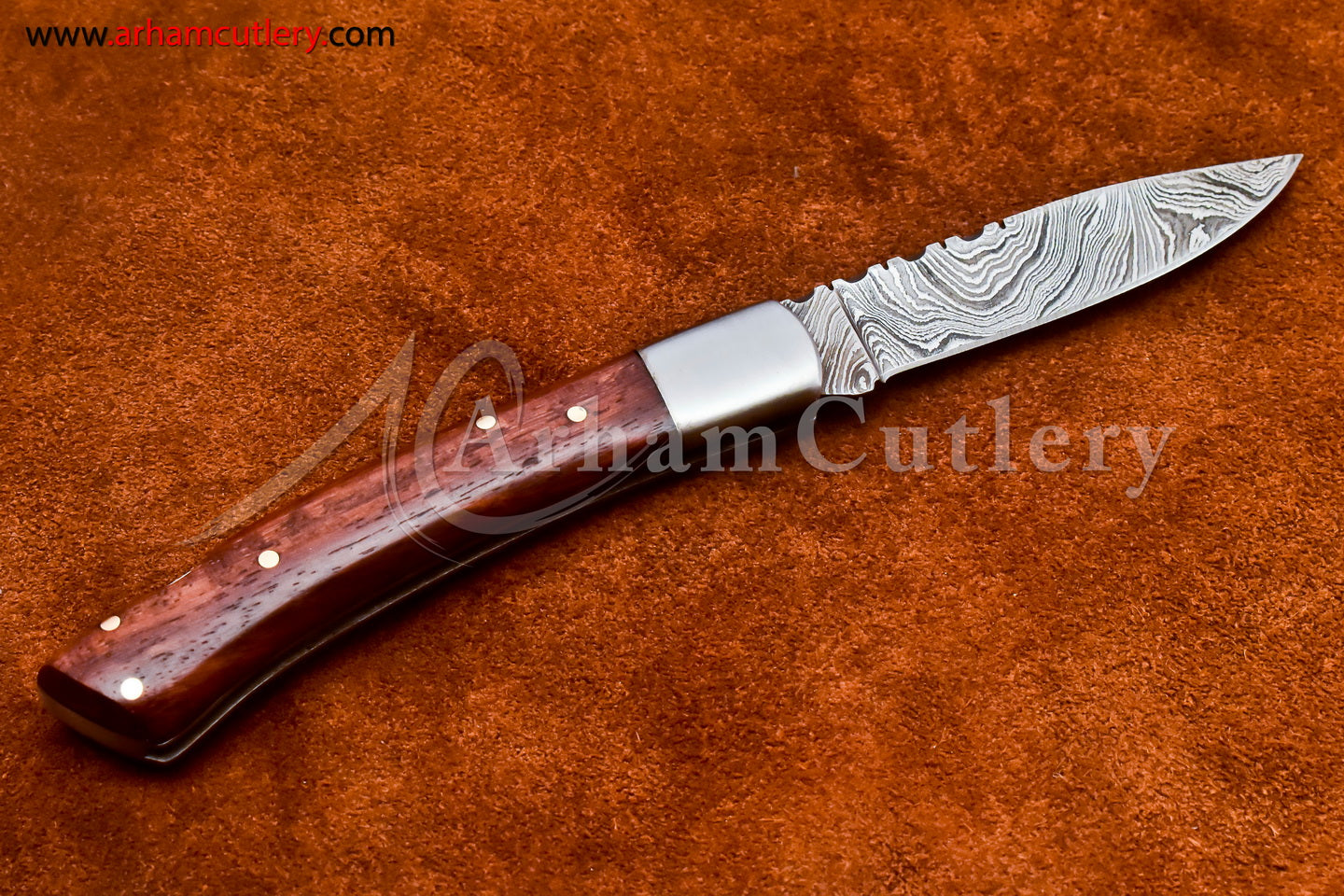 Custom Handmade Damascus Steel Blade, Back Lock, Folding Knife by Arham Cutlery | A-16 - Arham Cutlery