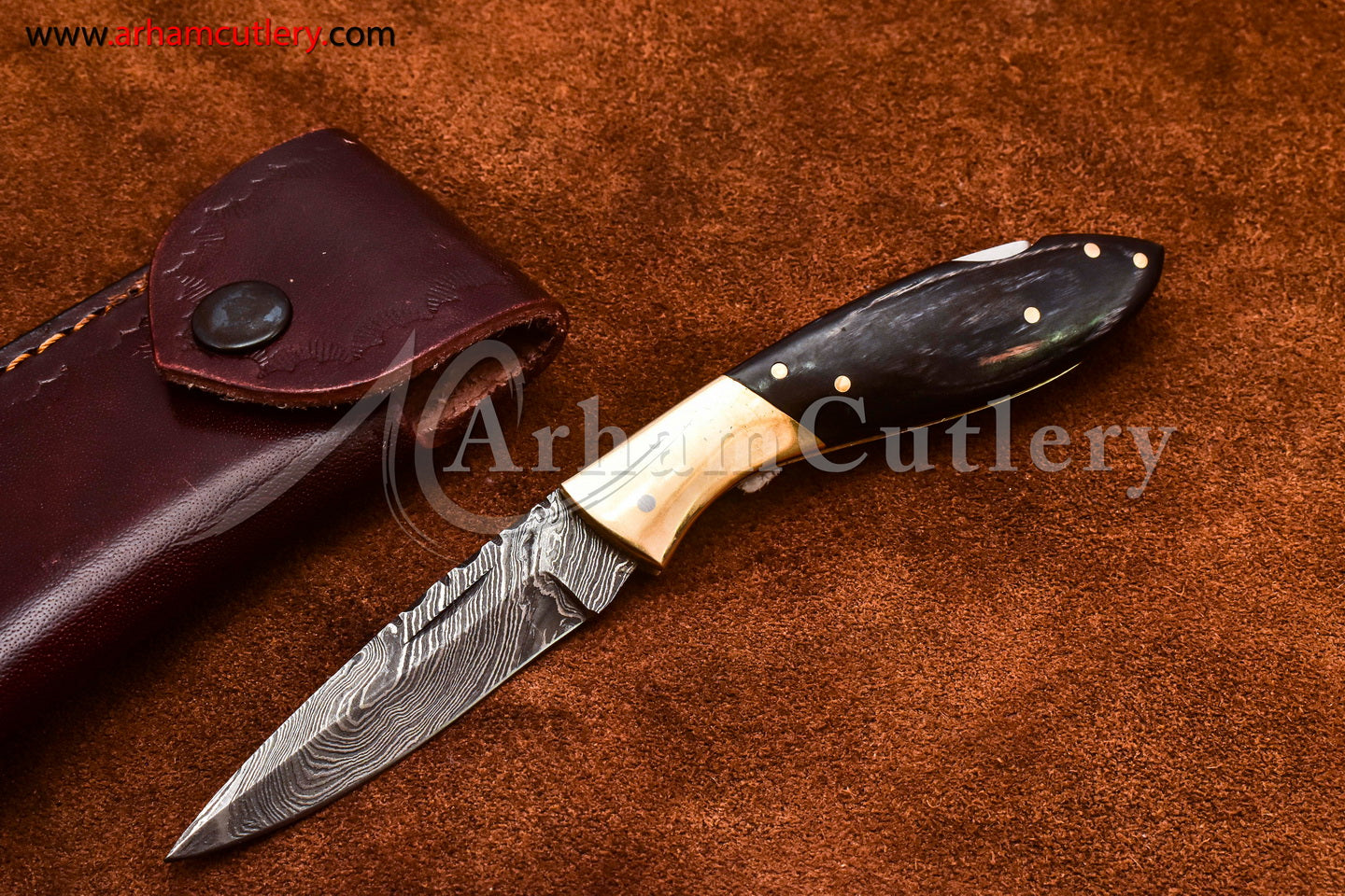 Custom Handmade Damascus Steel Blade, Back Lock, Folding Knife by Arham Cutlery | A-57 - Arham Cutlery