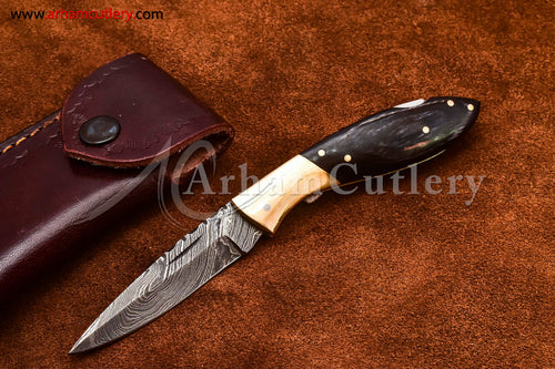 Custom Handmade Damascus Steel Blade, Back Lock, Folding Knife by Arham Cutlery | A-57 - Arham Cutlery