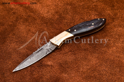 Custom Handmade Damascus Steel Blade, Back Lock, Folding Knife by Arham Cutlery | A-57 - Arham Cutlery