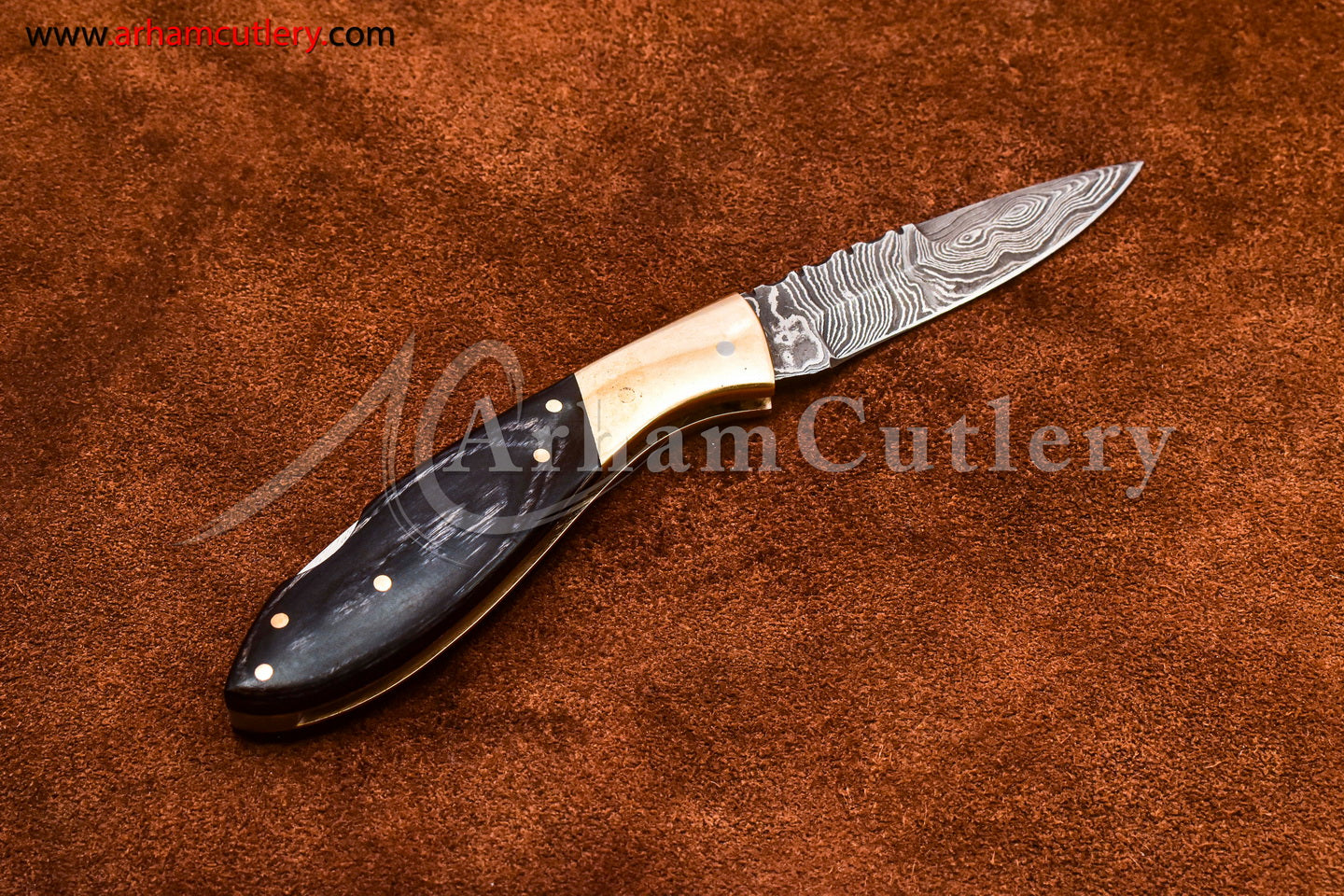 Custom Handmade Damascus Steel Blade, Back Lock, Folding Knife by Arham Cutlery | A-57 - Arham Cutlery