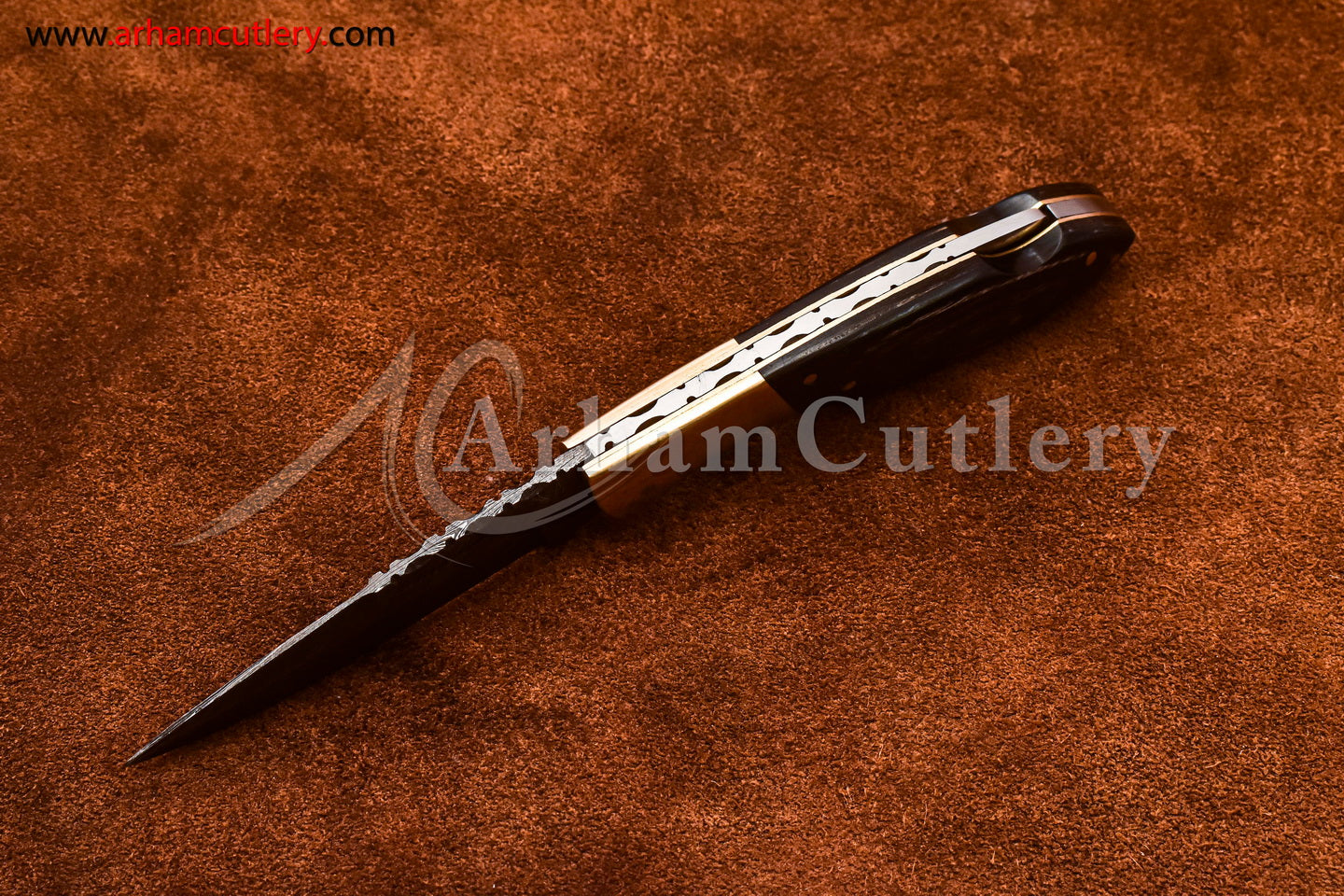 Custom Handmade Damascus Steel Blade, Back Lock, Folding Knife by Arham Cutlery | A-57 - Arham Cutlery