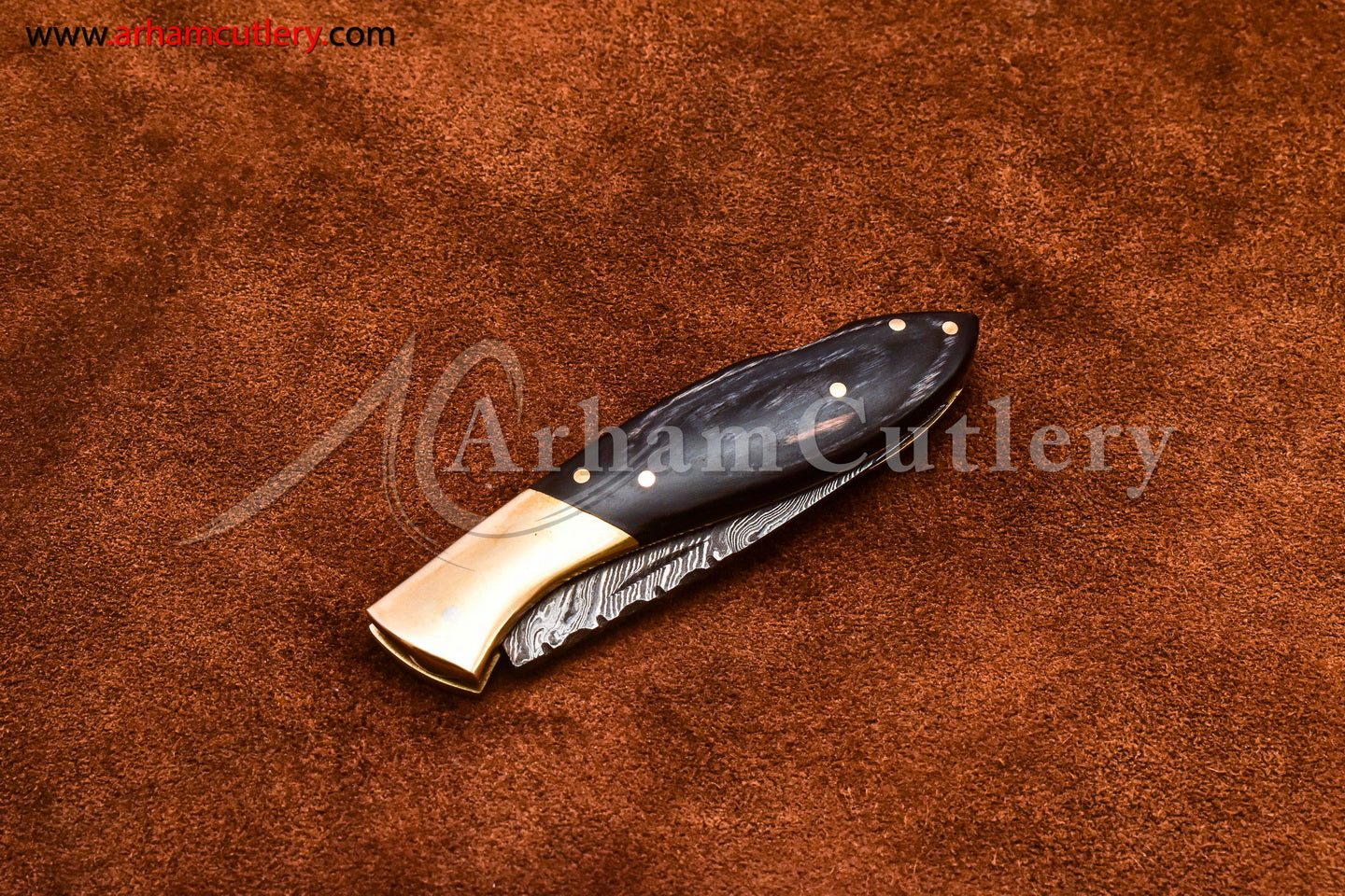 Custom Handmade Damascus Steel Blade, Back Lock, Folding Knife by Arham Cutlery | A-57 - Arham Cutlery