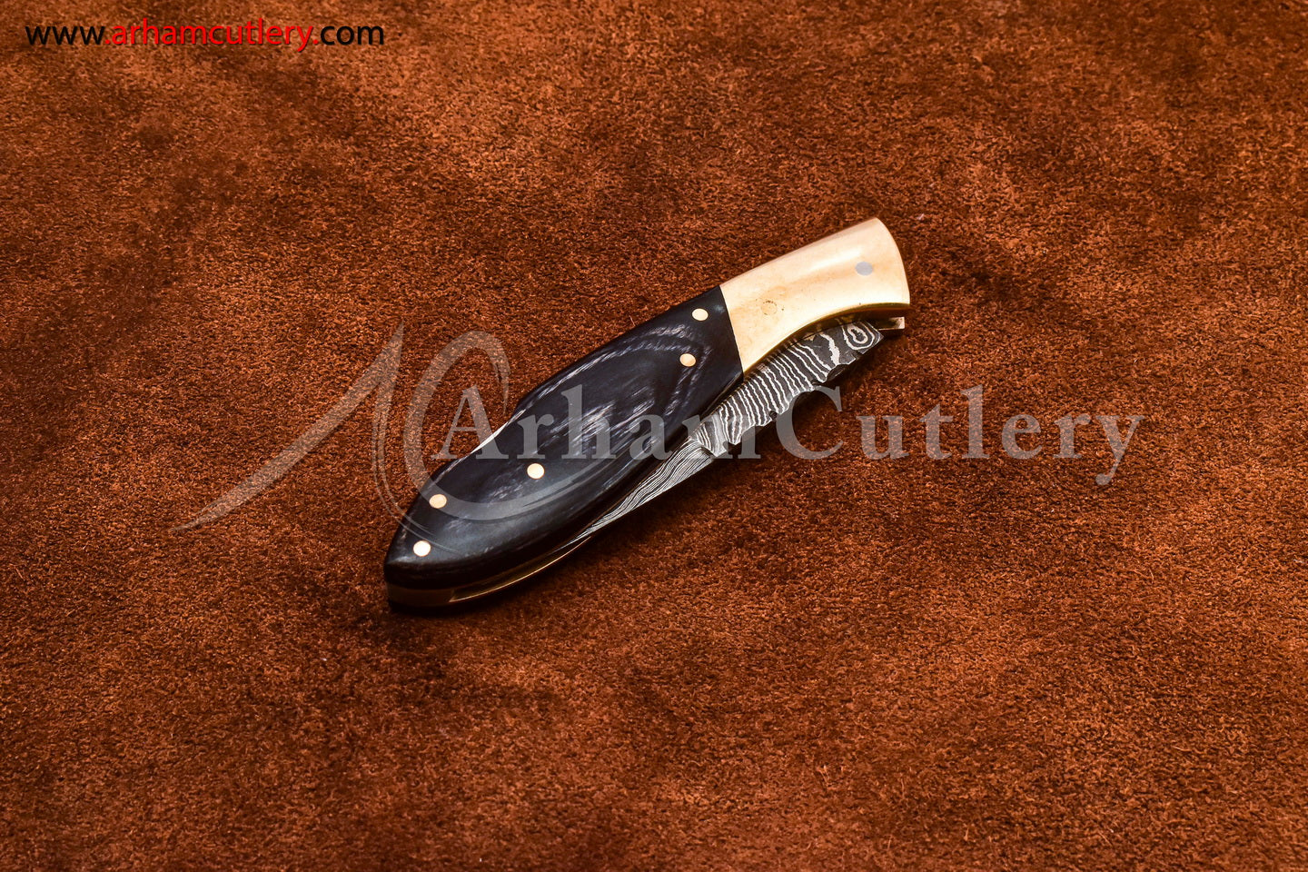 Custom Handmade Damascus Steel Blade, Back Lock, Folding Knife by Arham Cutlery | A-57 - Arham Cutlery