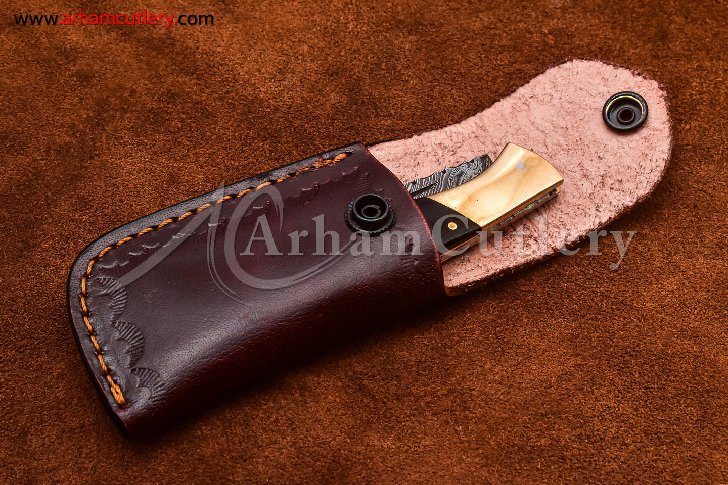 Custom Handmade Damascus Steel Blade, Back Lock, Folding Knife by Arham Cutlery | A-57 - Arham Cutlery