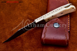 Custom Handmade Damascus Steel Blade, Back Lock, Folding Knife by Arham Cutlery | A-35 - Arham Cutlery