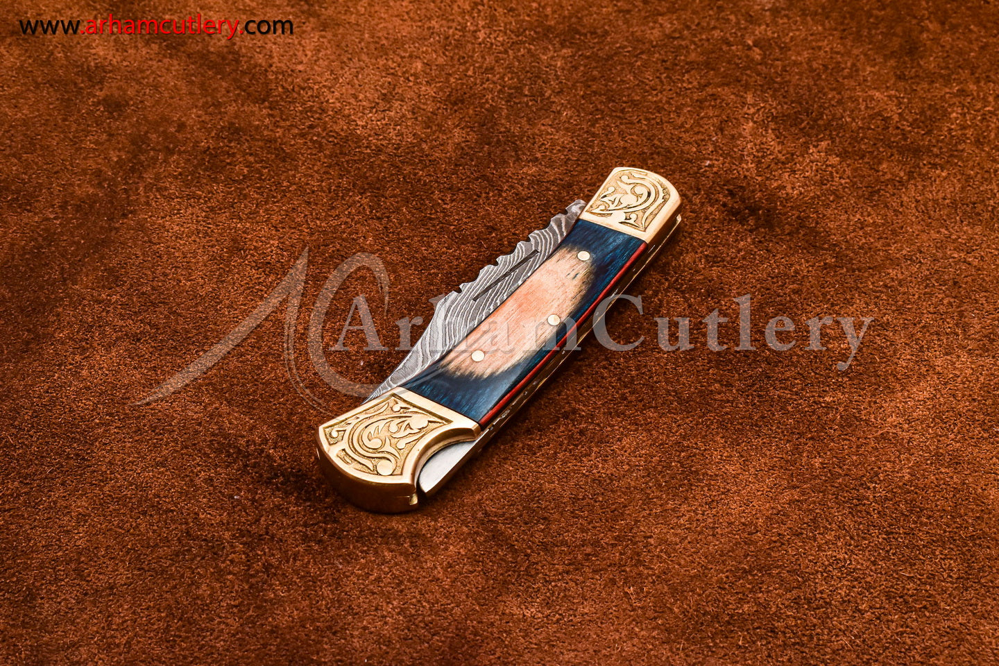 Custom Handmade Damascus Steel Blade, Back Lock, Folding Knife by Arham Cutlery | A-59 - Arham Cutlery