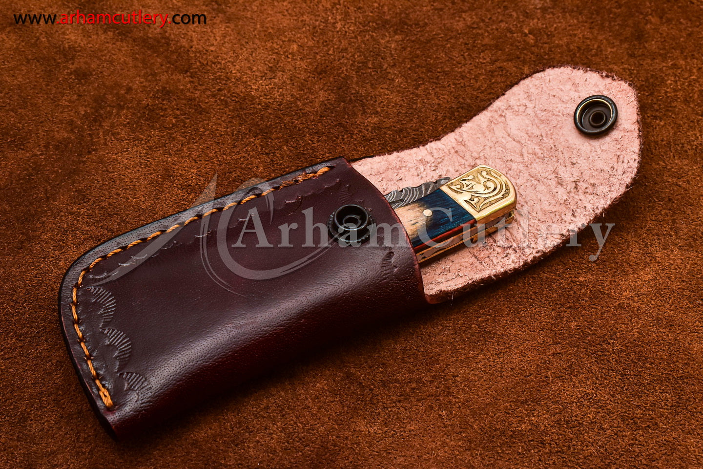 Custom Handmade Damascus Steel Blade, Back Lock, Folding Knife by Arham Cutlery | A-59 - Arham Cutlery