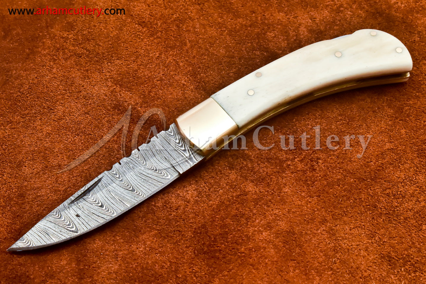 Custom Handmade Damascus Steel Blade, Back Lock, Folding Knife by Arham Cutlery | A-23 - Arham Cutlery