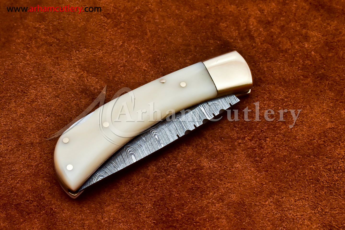 Custom Handmade Damascus Steel Blade, Back Lock, Folding Knife by Arham Cutlery | A-23 - Arham Cutlery