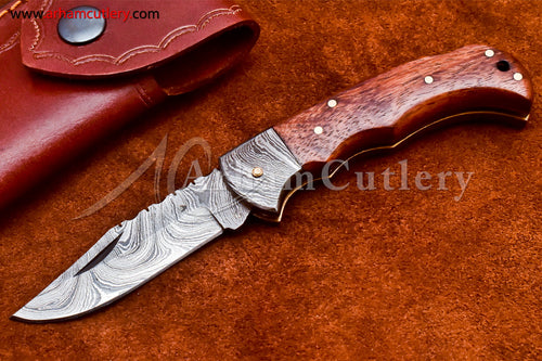Custom Handmade Damascus Steel Blade, Back Lock, Folding Knife by Arham Cutlery | A-14 - Arham Cutlery