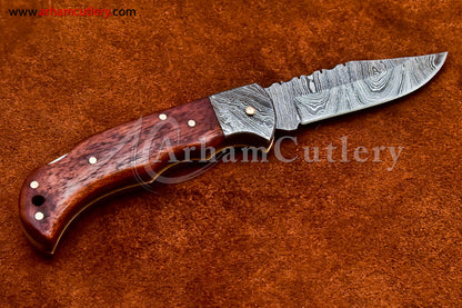 Custom Handmade Damascus Steel Blade, Back Lock, Folding Knife by Arham Cutlery | A-14 - Arham Cutlery
