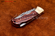 Cargar imagen en el visor de la galería, Custom Handmade Damascus Steel Blade, Back Lock, Folding Knife by Arham Cutlery | A-50 - Arham Cutlery
